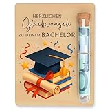 Bachelor Geldgeschenke, Bachelor Abschluss Geschenk - 13 x 10 cm - mit Reagenzglas, Geschenkidee aus Holz Abschlussgeschenk für Bachelor, Originelles Geldgeschenk für Geburtstag Bachelor Abschluss