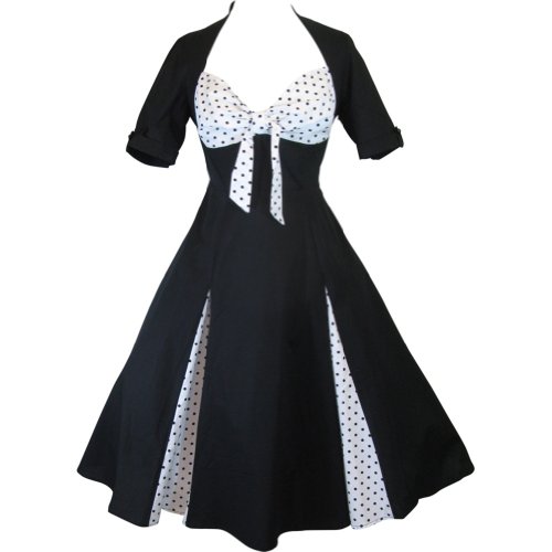 Chicstar Plus Size 50's Black And White Polka Dot Party
