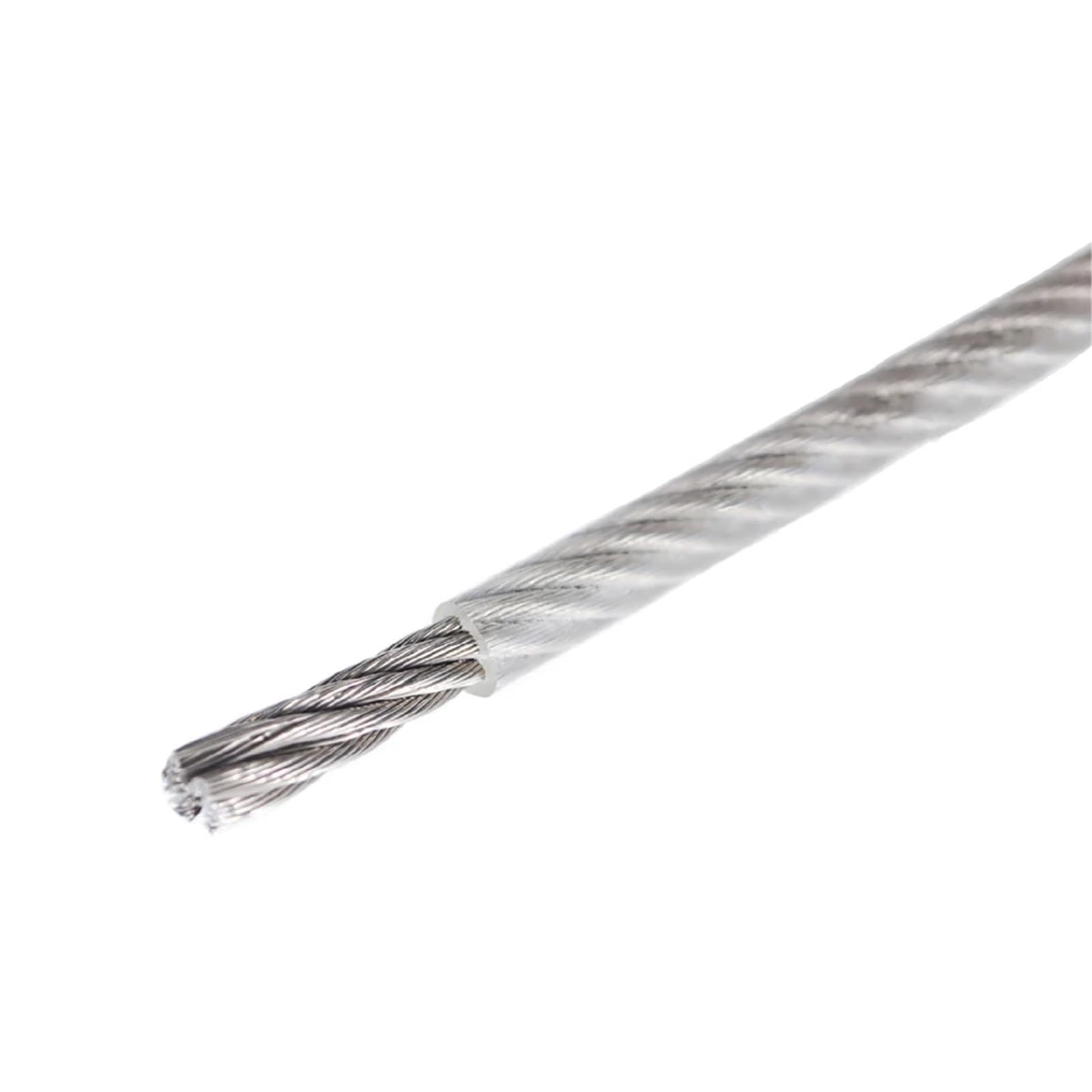 Alambre De Acero Plastificado Cables de acero recubiertos PVC transparente 2/3/4/5/6,0 mm, estructura 7 x 19, 50 m, línea suspensión, cable flexible y suave(3.0mm)