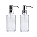 10-Ounce Clear Glass Round Dispenser Bottles with Stainless Steel Pumps (2 Pack) Ideal for Essential Oils, Lotions, Liquid Soaps