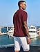 COOFANDY Men's Beach Button Up Shirt Short Sleeve Knit Shirts Fashion Summer Vacation Top Wine Red