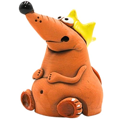 Dekohelden24 Handgemachte Keramik, Keramikmaus mit gelber Krone als...