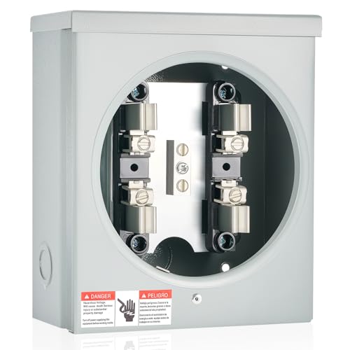 100 Amp Meter Socket 4 Jaw Meter Base Ringless Type 600v 3 Wire Horn Bypass Compatible with Overhead/underground Feed for Residential Single Family Use(8.7 x 7.5 x 3.2 Inch)