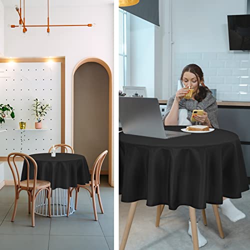 Fani 12 Pack 60 Inch Round Tablecloth, Black Polyester Fabric Table Cloth For Round Table, Stain And Wrinkle Washable Table Cover For Wedding Party Dining Table Buffet Banquet Restaurant And Camping #TOP5