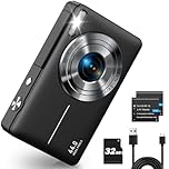 CAMKORY Digital Camera, Full HD 1080P Point and Shoot Camera, 44MP Kids Camera with 16X Zoom, Black