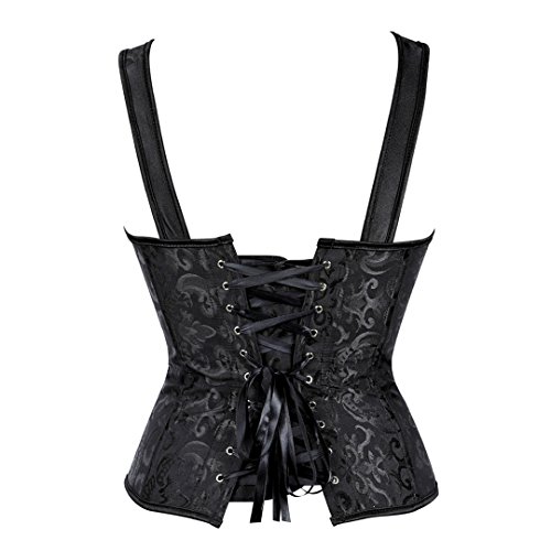 Women Sexy Strap Lace Up Corsets And Bustiers Top Overbust Shaper Corset Costumes Black L #TOP2