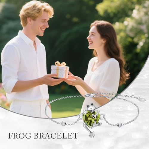 LONAGO Frog Bracelet with Synthetic Birthstone Frog Jewelry Bracelet Gifts for Women 5