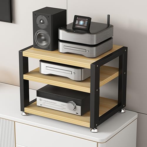Estante de audio Hi-Fi y soporte de altavoz de 4 niveles con almacenamiento multimedia