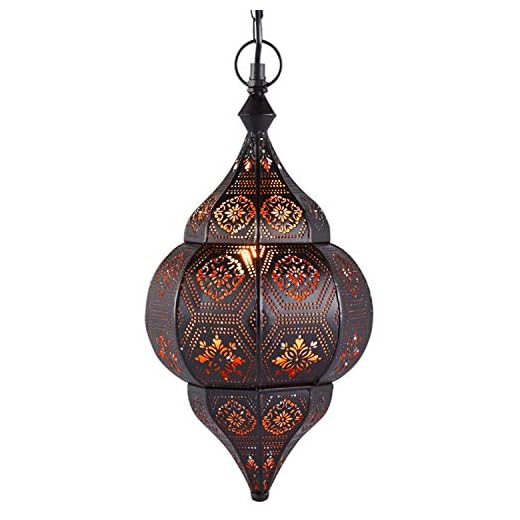 Orientalisk lampa, pendellampa, svart, lager, 40 cm, E14, lamphållare | Marockansk design, hängande lampa från Marocko, orientaliska lampor för vardagsrum, kök eller hängande över matbordet