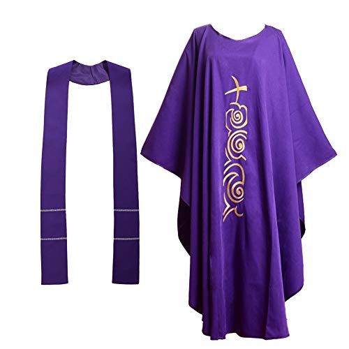 Preisvergleich Produktbild BLESSUME Kirche Priester festes Muster Kasel Vestments Lila (Style#2)
