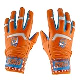 Sportz Drip Velocity Batting Gloves, Baseball, Youth/Adult, Orange and Blue, Multiple Sizes, Breathable Mesh, Adjustable Wrist Strap, Pro-Grade Grip (Adult Small/Medium)
