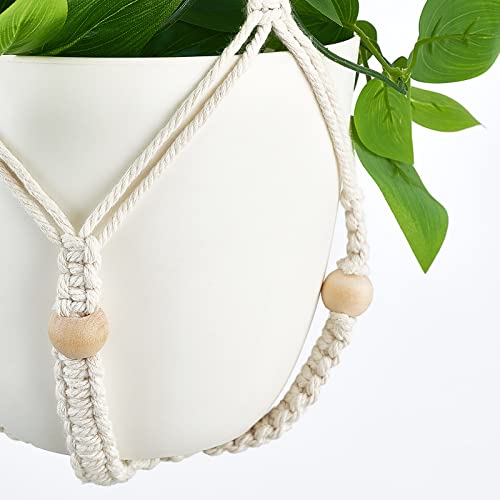 Mkono Fake Hanging Plant with Pot, Artificial Plants for Home Decor Indoor Macrame Plant Hanger with Fake Vines Greenery for Bedroom Bathroom Kitchen Office Decor, Ivory (Pothos) - Cosy Home Interiors Mkono Fake Hanging Plant with Pot, Artificial Plants for Home Decor Indoor Macrame Plant Hanger with Fake Vines Greenery for Bedroom Bathroom Kitchen Office Decor, Ivory (Pothos) - Image 7