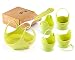 Skoo Silicone Vegetable Steamer Basket, Egg Poachers and Fork Set, for Healthy and Tasty Cooking. Instant Pot Accessories. Natural Green.