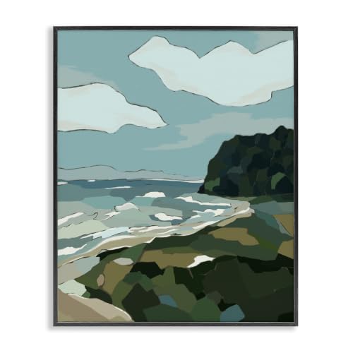 Cloudy Blocked Beach Cliffs, 11 x 14 Inch Framed Giclée Print