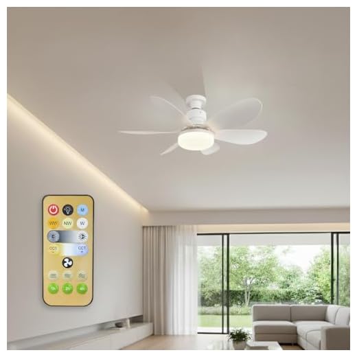 LED ATOMANT Ventilador de Techo con Luz LED y Mando a Distancia, 40W Ø52cm E27, Silencioso, Regulable en 3 Colores y Velocidades, Temporizador, 6 Aspas