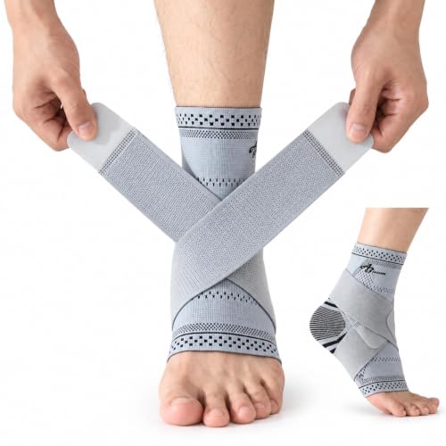 ABIRAM Ankle Brace Compression Sleeve with Adjustable Support Strap