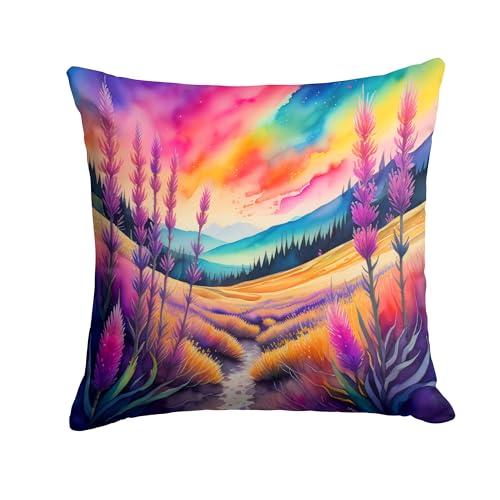 Caroline's Treasures DAC1969PW1818 Colorful Liatris Fabric Decorative Pillow Machine Washable, Indoor Outdoor Decorative Pillow for Couch, Bed or Patio, 18Hx18W
