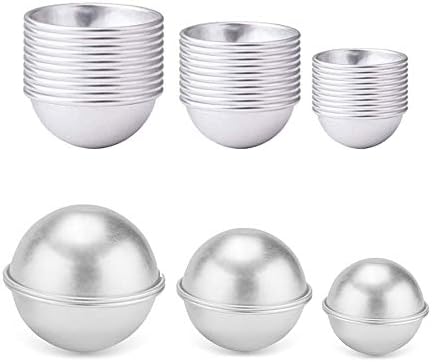 30 Pieces 3 Size Bath Bomb Moulds Kit,4.5cm/ 5.5cm/ 6.5cm DIY Metal Half Round Ball Bath Bomb Molds for DIY Crafting Your Own Bath Bomb Fizzy Balls (30 Pieces / 15 Set)