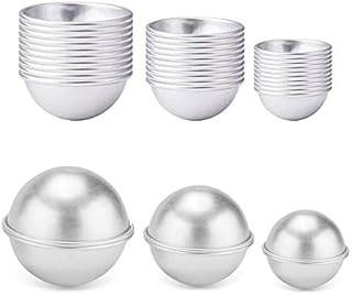30 Pieces 3 Size Bath Bomb Moulds Kit,4.5cm/ 5.5cm/ 6.5cm DIY Metal Half Round Ball Bath Bomb Molds for DIY Crafting Your Own Bath Bomb Fizzy Balls (30 Pieces / 15 Set)