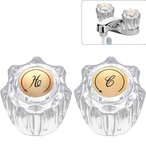 2 Pcs Shower Handle Replacements, Clear Acrylic Hot and Cold Bathtub Faucet Handles, Delta/Delex/Peerless Compatible Bathroom Faucet Handle Replacements