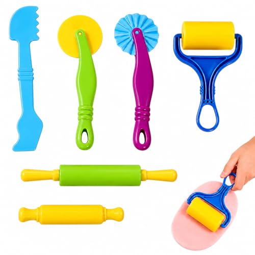 6 Pièces Accessoires Pâte à Modeler - Outils Colorés et Durables pour Enfants - Comprend Moules, Couteaux et Tampons - Parfait pour Créer, Former et Sculpter avec Pâte à Modeler, Argile et Sable