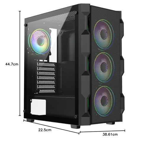 CiT Mirage Black Mid-Tower PC Gaming Case ATX with 2 x Tempered Glass Panels - 30% Tint Tempered Glass Side Window with 4 x Infinity 120mm ARGB Dual-Ring Fans & 6-Port Hub Included - Image 13