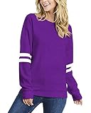 Neitooh Damen Sweatshirt Rundhals Sweatshirt Damen Baumwolle Pullover Damen Langarmshirt Casual Oberteile Tops(Lila,M)
