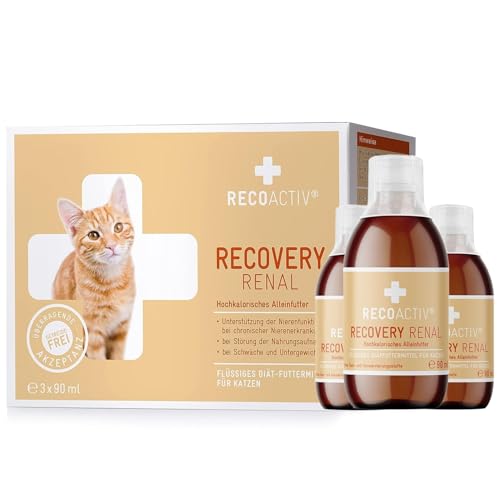RECOACTIV Recovery Renal für Katzen, 3 x 90 ml, hochkalorisches Diät-Alleinfuttermittel bei Nierenfunktionsstörungen und erhöhtem Energiebedarf in der Rekonvaleszenz, zur Gewichtszunahme
