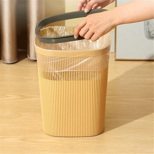 Botes de basura interiores amarillos de plástico redondos para cocina casera 4