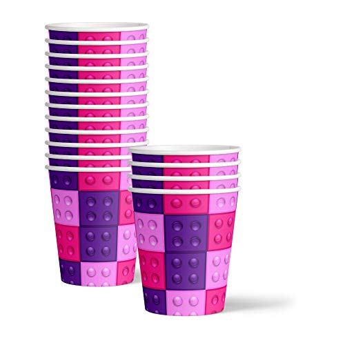 Pink Building Blocks Birthday Party Supplies Set Plates Napkins Cups Kit For 16 #TOP4