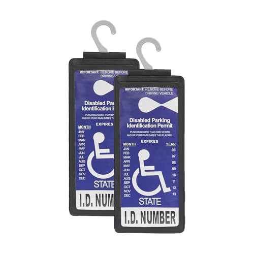 Portable Handicap Placard Holder for Auto - Ultra Transparent Handicapped Placard Holder Protector Hanger Sleeve - Placard Holder for Disability Parking (2 Packs, Black)