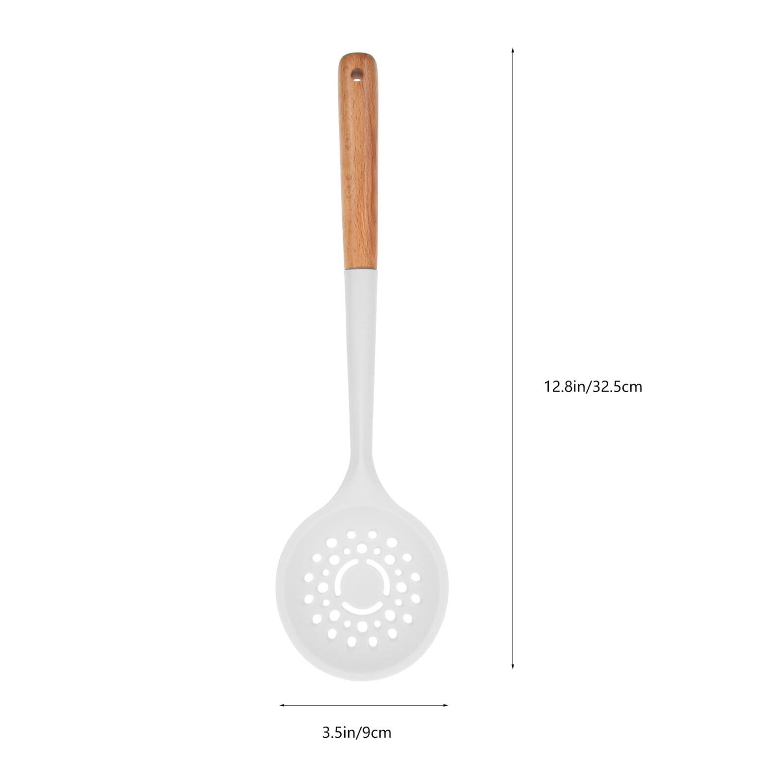 VILLCASE Cuchara Coladora de Silicona Mango de Madera Perforada y Resistente Oxidación para Cocina Multifuncional y Escurrir Alimentos