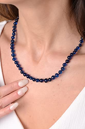 Amber Necklace for Women - HandMade Baltic Jewelry for Adult - 18 inch - 100% Genuine (Blue)3