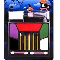 Face Paint Body Painting, 5 Colors Face Body Paint + Fake Blood, Halloween White Face Paint SFX Makeup Kit, Non-Toxic Hypoallergenic for Halloween SFX Makeup Cosplay Joker Costume Parties