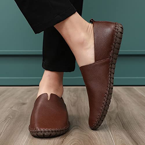 Image of Men's Genuine Leather Loafer Shoes Slip On Soft Walking Driving Shoes