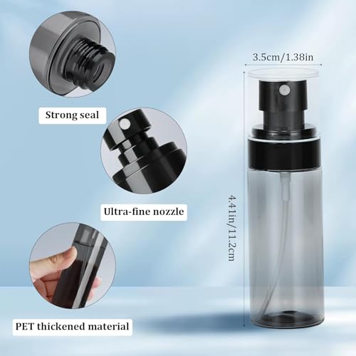 CYXZMYA 2 Stück Mini Sprühflasche, 12.6*3.7cm, 60ml, Leere Sprühflasche Befüllen, Plastik, Klein, Nachfüllbar, für Parfum, Wasser, Reinigungsflüssigkeit, Shampoo