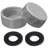 2 Pezzi Tappo di Chiusura con Rondella, Tappi Anti-perdita Filettati Femmina per Lavatrice, Cucina, Bagno e Tubi di Scarico (25 mm, Grigio)