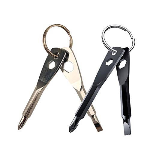 Fictory 2 destornilladores para llavero, broca compacta 4 en 1 con Phillips, ranurada, llave hexagonal, regalos esenciales para hombres, papá, marido, novio, portátil y versátil para uso diario