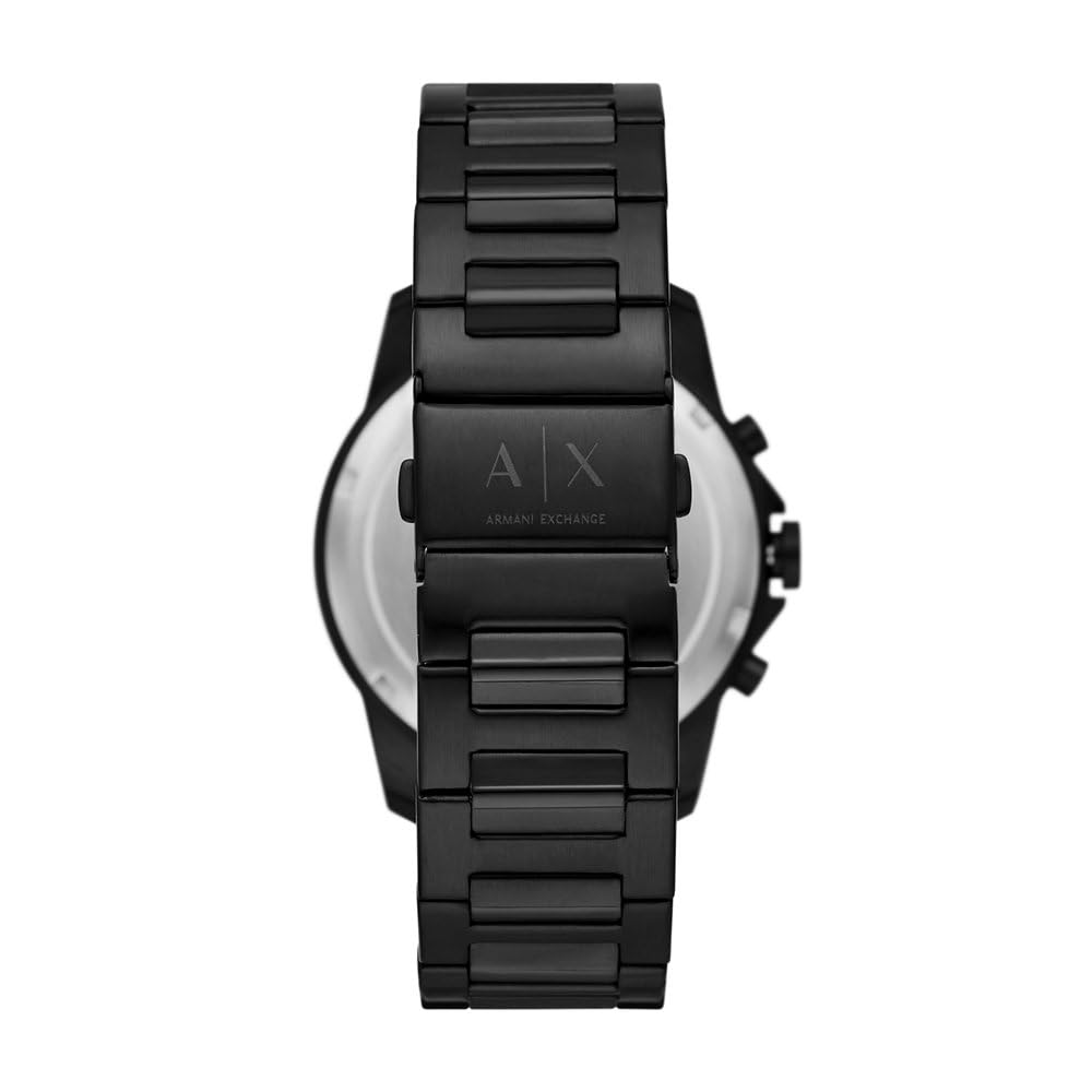 Armani Exchange Orologio da uomo nero, movimento cronografo al quarzo e cassa da 44 mm con cinturino in acciaio