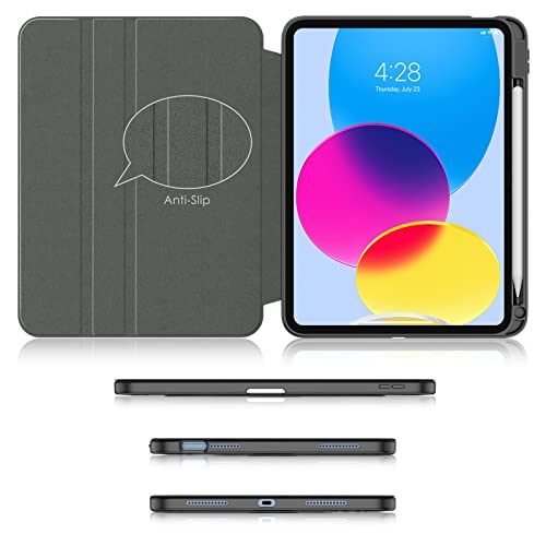 Soke Rotating Case For Ipad 10Th Generation 10.9-Inch 2022 With Pencil Holder - 360 Degree Rotate Stand Protective Case With Clear Back & Smart Sleep/Wake Cover - Black #TOP6