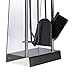 Relaxdays Juego de Utensilios de Chimenea con Soporte de Cristal, Acero Inoxidable,...