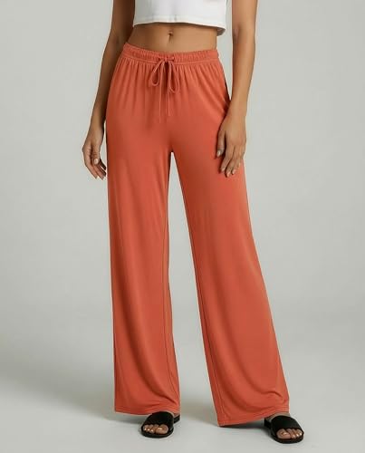 Image of Real Essentials 3 Pack: Women's Soft Palazzo Pants - Wide Leg Yoga Casual Loungewear Pajama Pj Bottoms (Plus Available)