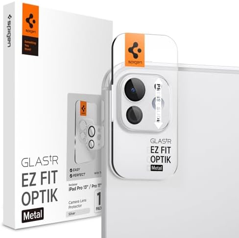 Spigen Glas.tR EZ Fit Optik Metal Tempered Glass Camera Lens Protector for iPad Pro 13 inch (M5, 2025 / M4, 2024), iPad Pro 11 inch (M5, 2025 / M4, 2024), Silver - 1 Pack