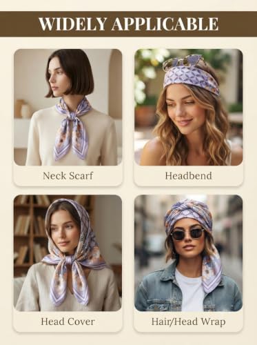 Image of Ravaiyaa - Attitude is everything Women Printed Silk Bandana 21 x 21 Inch Square Headband & Hair Wrap, Soft & Versatile | Fashion Neck Wrap