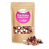 LORAN - Früchtetee mit Zuckerwatte-Himbeere Cotton Candy, Pink Dream, lose 150g, lila Drachenfruchtwürfel, Marshmallows,Himbeerstücke, für Kinder und schwangere geeignet