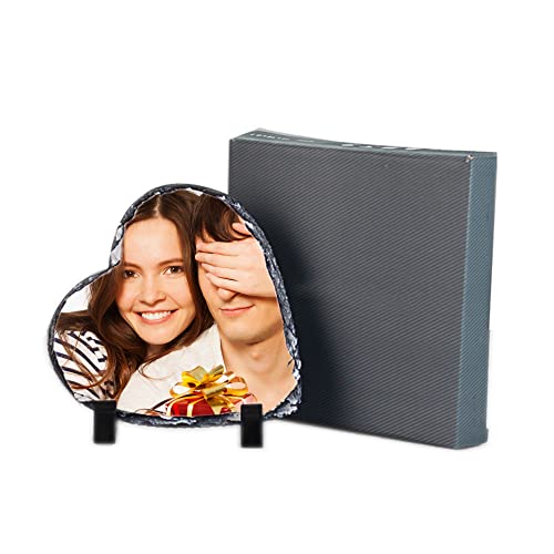 Shumei Personalized Custom Slate Photo Frame, Custom Photo, Heart Shaped Picture Frame, Retain The Original Stone Style, Is The Best Gift For Holiday Gifts #TOP4
