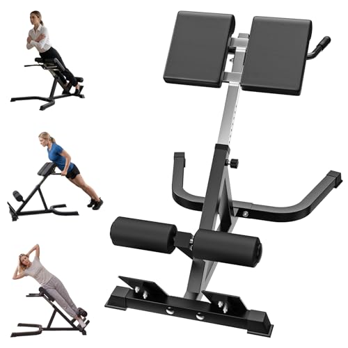 PAPABABE Roman Chair Back Extension Bench Machine, 10 Height Duals Adjustable Hyperextension Bench with Durable High-Density Foam, Multi-Functional Bench for Full All-in-One Body Workout, 200 lbs Weight Capacity