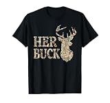 Retro Her Buck Camo Deer Hunting Camouflage Matching Couple T-Shirt
