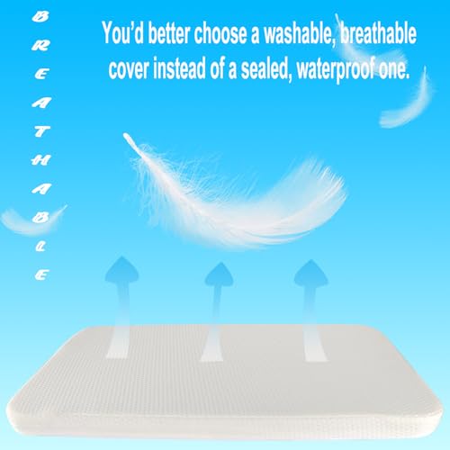 Image of Mecc ecoh Baby Bassinet Mattress, 100% Breathable Cover, Water-Resistant Lining, Rectangle 32x16 x 2 Fit for Dream On Me Karley& Cub Portable Bassinet /ANGELBLISS 3 in 1 Rocking /Ingenuity Dream Hero
