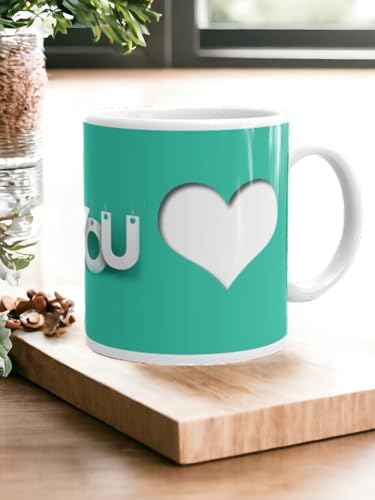 Image of Better Gift Flowers I Love U Double Heart Coffee Mug, Round Shaped Multicolor Themed Coffee Mugs, Mug for Gifting, Gifting Items for Family, Friends & Closed Ones